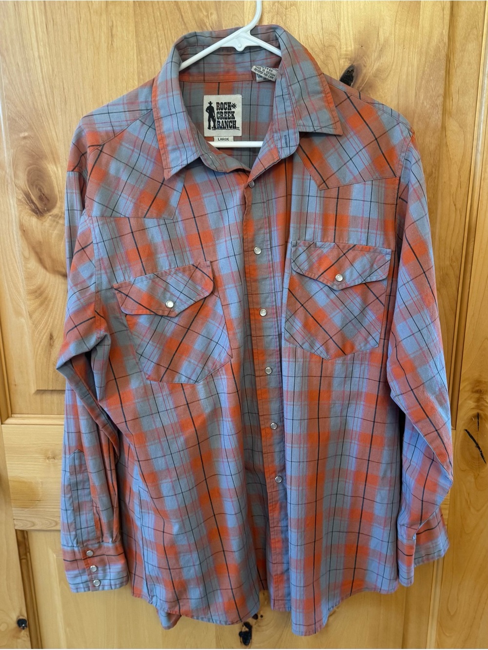 Rock Creek Ranch Men's Orange & Gray Plaid Western Shirt